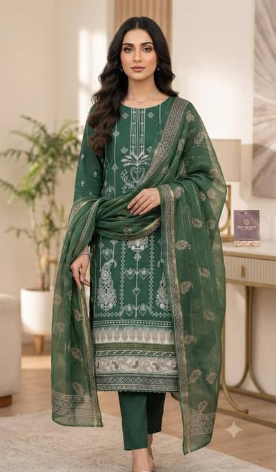 Premium Lawn 3 Piece Unstitched Suit - Digital Print