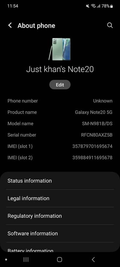 Samsung Mobile Note 20