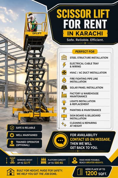  Scissor Lift For Rent In Karachi | Daily,Weekly & Monthly