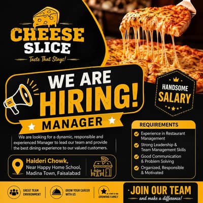 Restaurant Manager Required – Cheese Slice