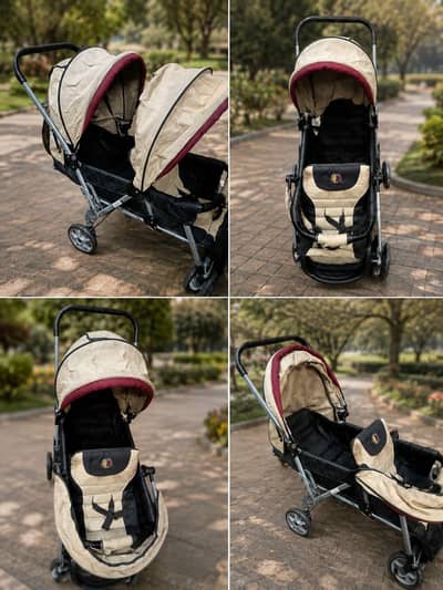 Twin Baby Stroller / Double Pram – Excellent Condition -RS. 15000/-