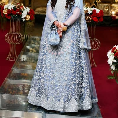 Luxury Powder Blue Embroidered Maxi – Worn Once