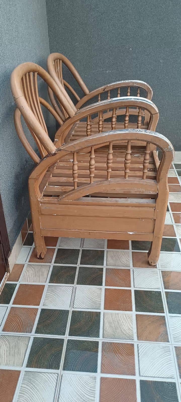 Solid Wood Sofa 2 Seats 1