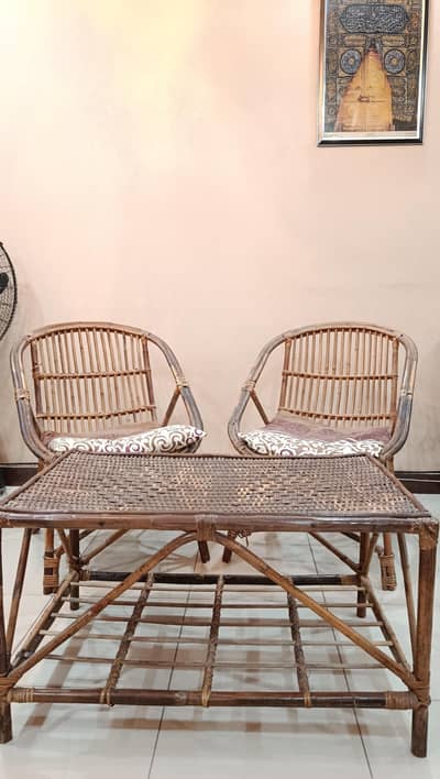 Cain chairs and table