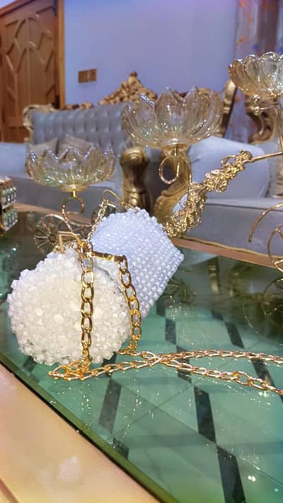 Handmade white Beaded pearl purse | All Pakistan delivery available