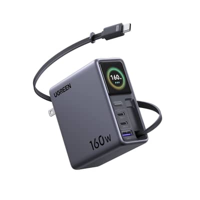 UGREEN Nexode Pro 160W Charger with Retractable USB-C Cable