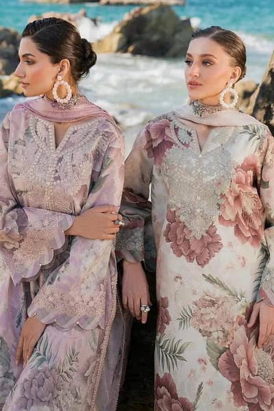 women 3p Lawn Floral gown multi colour