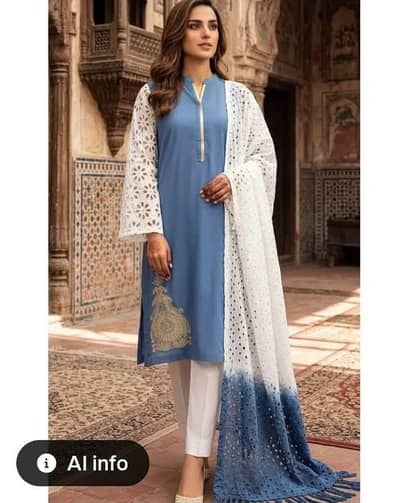 3 piece lawn embroidered suit in medium size