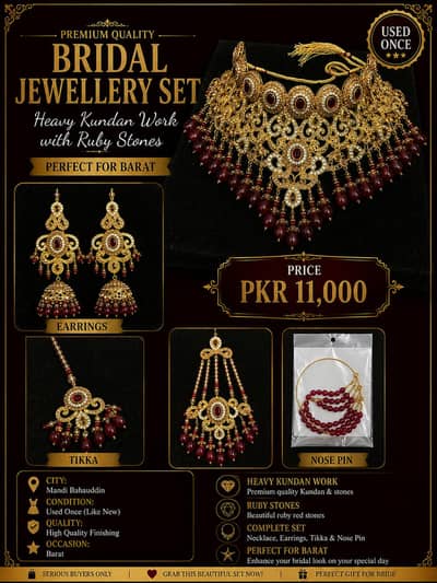 Bridal Jewellery Set | Used Once | Premium Kundan Set | Barat