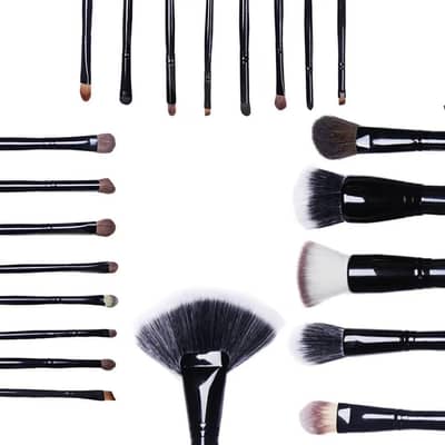 22 piece black ABS make up brush set for blending and travel