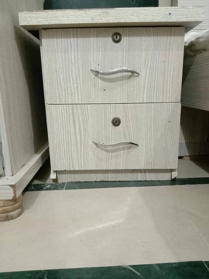 Bed , side table cupboard-(good condition) 1