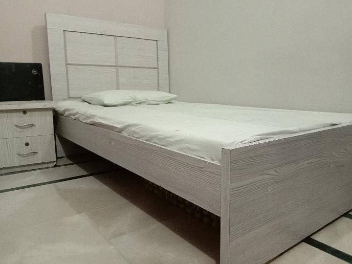 Bed , side table cupboard-(good condition) 2