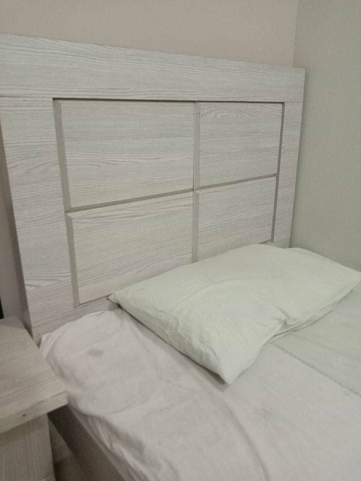 Bed , side table cupboard-(good condition) 3