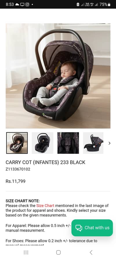 Infantees new carry cot