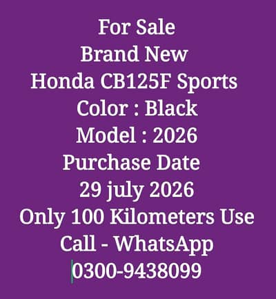 Brand New 2026 Honda CB125F Color Black 0300-9438099