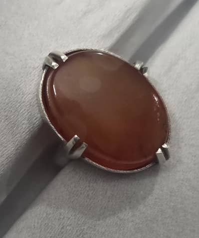 Carnelian gem stone embedded in silver
