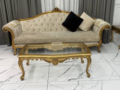 Classic Sofa Set with Center Table & 1 Side table
