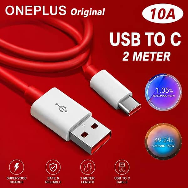 OnePlus Original Type C Fast Charging Cable USB to C Data Cable 1M/2M Length Warp Dash Charge Support For All OnePlus Models