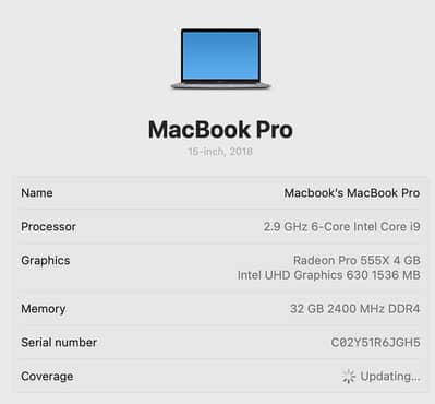 Macbook Pro 2018 32/512