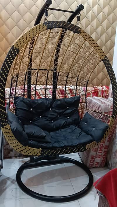 an unused double seater swing for lawn garden or terrace
