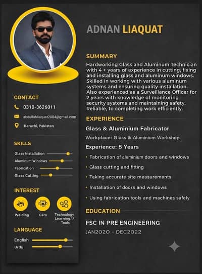 Glass & Aluminium Fabricator Available in Karachi
