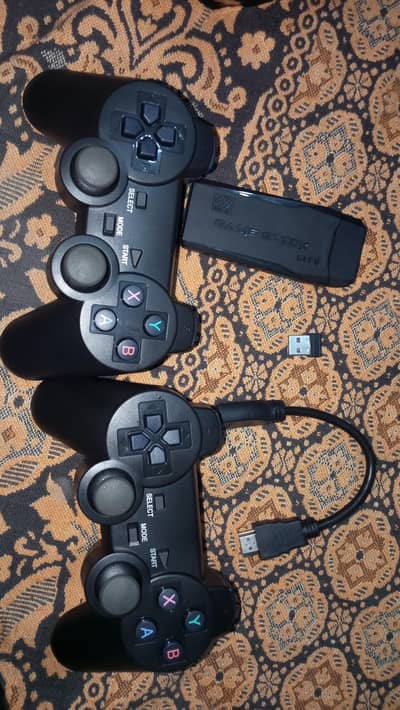 gaming consol with two controllers