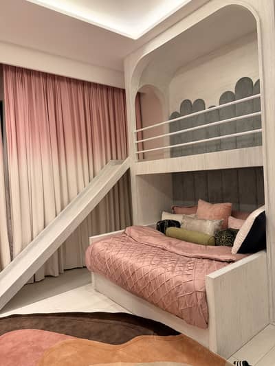Kids slide bed with kids study and open shelf. Never used before
