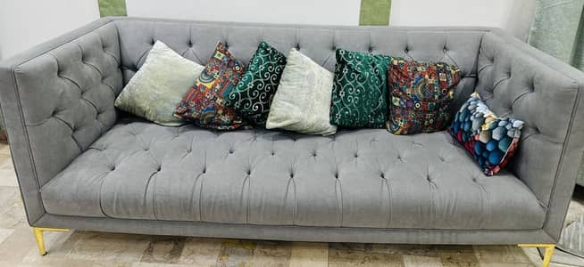 Gray solid wood sofa
