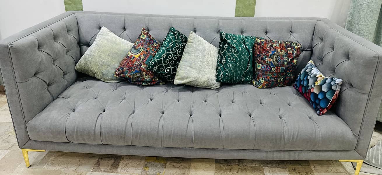 Gray solid wood sofa 0