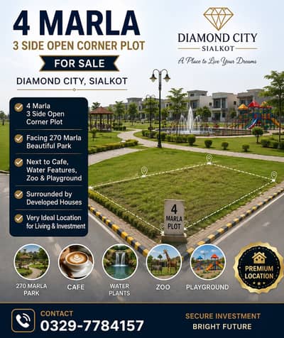 4 Marla 3-Side Open Corner Plot for Sale Premium Location