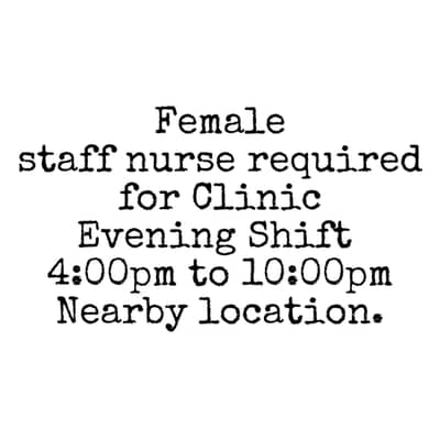 Female Staff Nurse MLT Dispenser