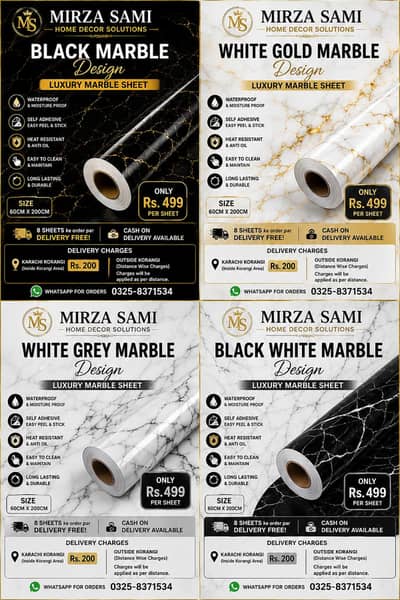 Luxury Self Adhesive Marble Sheet – Rs. 499 Only