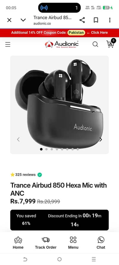 Audionic Earbud 850 Hexa mic with Anc
