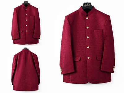 Mens Maroon Prince Coat Jodhpuri Size L/XL