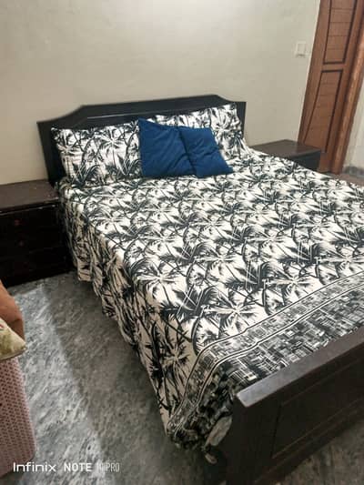 King size wooden bed for sale with mattress