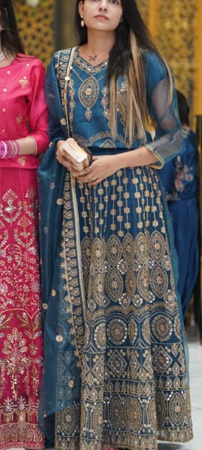 Blue Heavy Embroidered Lehenga 3 Piece – Like New