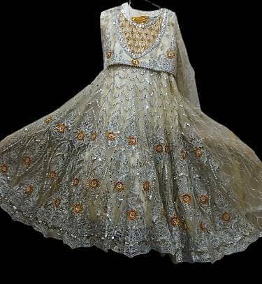 Net maxi heavy work with net dupatta with Kiran less