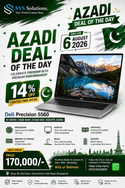 Dell precision 5560 Core i9| 16 GB RAM| 512GB SSD| 4Gb Card