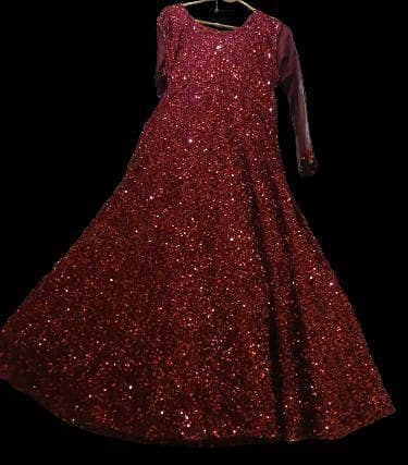 Red colour maxi full sitara work