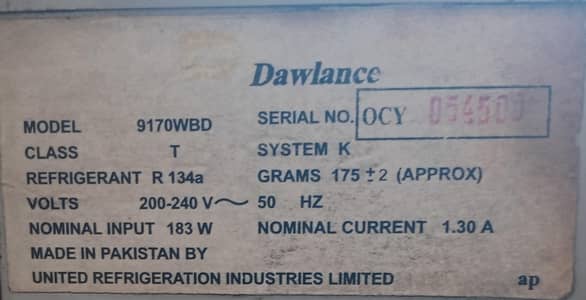 Dawlence used refrigerator