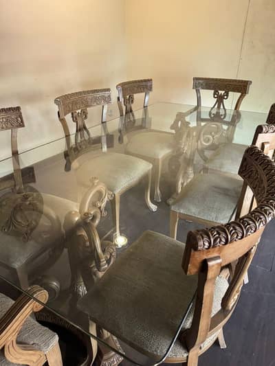 Wood dining table set for sale