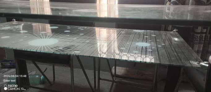 double glass dining table with chairs