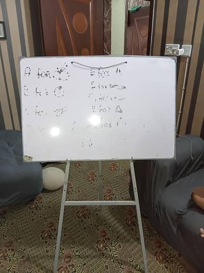 white and black blord with stand