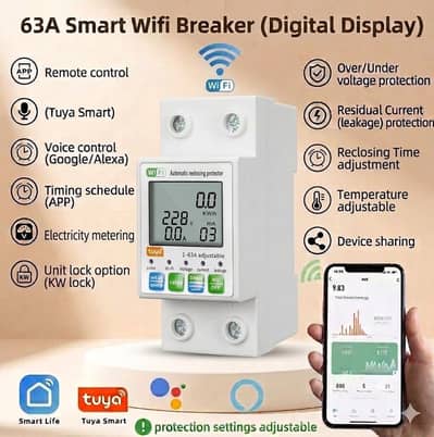 Tuya Smart Wifi Single Phase 63A (Unit Lock)