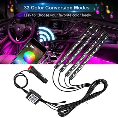 Premium Rgb Car Interior Atmosphere LED light kit universal remote app