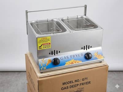 Imported Double 12 Liter Gas Deep Fryer with Built-in Ignition