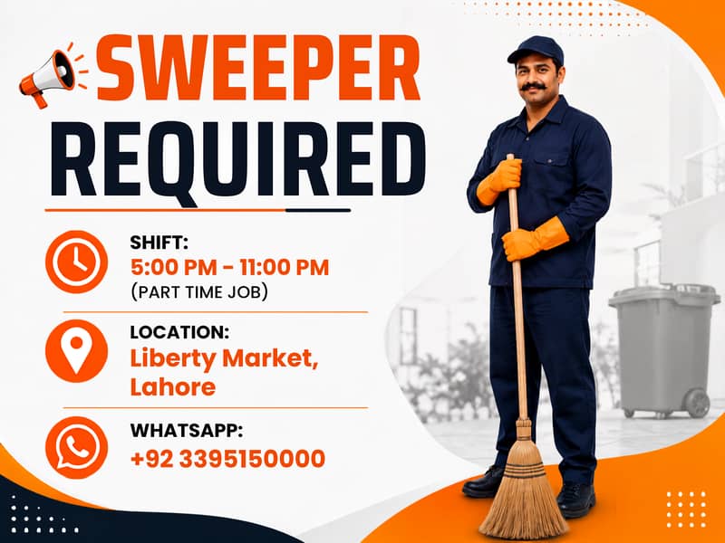 Sweeper Required – Software House – Part Time 0