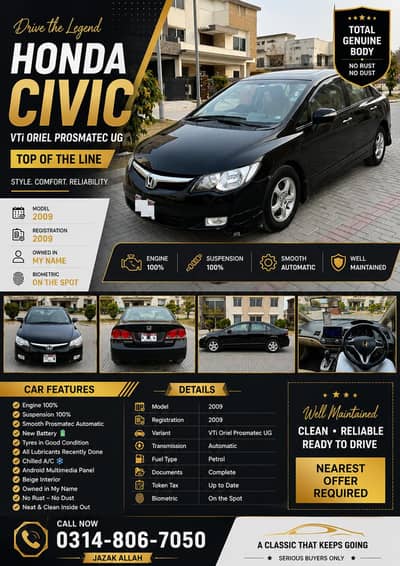 Honda Civic VTi Oriel Prosmatec 2009