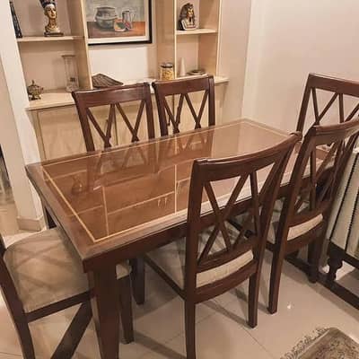 Dining Table With 4 & 6 Chair Set - Glass Top - Brand New