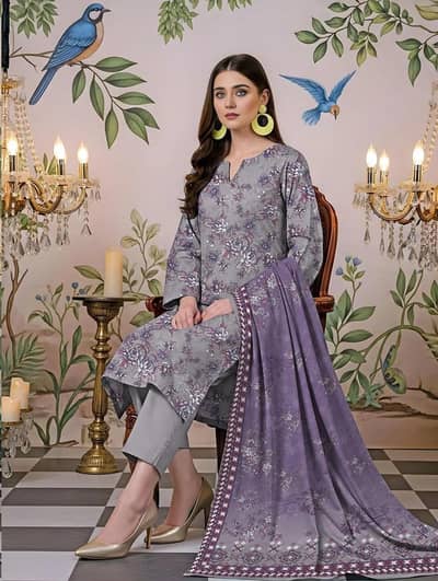 Unstitched printed lawn suit